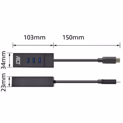 ACT AC6400 station d'accueil USB 3.2 Gen 1 (3.1 Gen 1) Type-C Noir