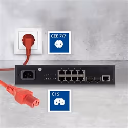 ACT AK5315 câble électrique Rouge 2 m CEE7/7 Coupleur C15
