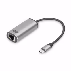 ACT AC7081, USB 3.2 Gen 1 (3.1 Gen 1) Type-C, RJ-45, 2500 Mbit/s, Aluminium, Aluminium, 0,12 m