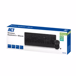 ACT Ensemble clavier et souris sans fil (Qwerty), clic silencieux, écologique, fabriqué à partir de matériaux recyclés