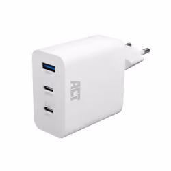 ACT Chargeur USB-C/USB-A 65W 3 ports avec Power Delivery PPS, QuickCharge et GanFast, Intérieure, Secteur, 20 V, 3,25 A, Blan ...