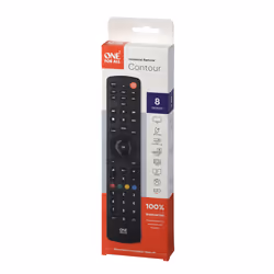 One For All Basic Contour 8 télécommande IR Wireless TV, Boitier décodeur TV, DVD/Blu-ray, Barre de son Appuyez sur les boutons