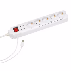 Gembird PCW-MS2G, 5 sortie(s) CA, 250 V, 50 - 60 Hz, 4,5 A, 6000 V, Blanc