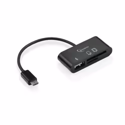 Gembird UHB-OTG-01, MicroSD (TransFlash), MMC, RS-MMC, SDHC, SDXC, Noir, USB 2.0, 55 mm, 25 mm, 12 mm