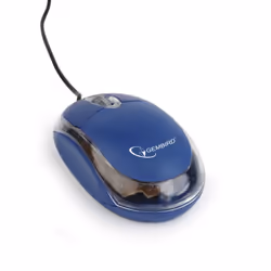 Gembird MUS-U-01-BT, Ambidextre, Optique, USB Type-A, 1000 DPI, Bleu, Transparent