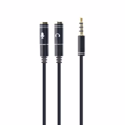 Gembird !Adapter audio microphon 3.5mm mini Jack/4PIN/0., 2 x 3.5mm, Mâle, 3,5mm, Femelle, 0,2 m, Noir