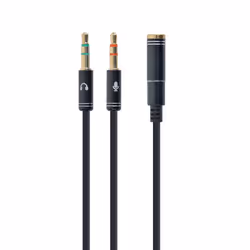 Gembird !Adapter audio stereo 3.5mm mini Jack/4PIN/, 3,5mm, Femelle, 2 x 3.5mm, Mâle, 0,2 m, Noir