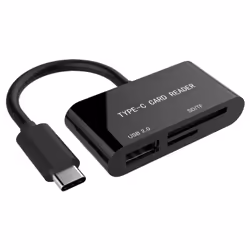Gembird UHB-CR3-02, MicroSD (TransFlash), SD, SDHC, SDXC, Noir, USB 3.2 Gen 1 (3.1 Gen 1) Type-C, 55 mm, 25 mm, 12 mm
