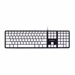 Gembird KB-MCH-02-BKW, Taille réelle (100 %), USB, Clavier à membrane, QWERTY, Noir, Blanc