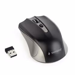 Gembird MUSW-4B-04-GB, Ambidextre, Optique, RF sans fil, 1600 DPI, Noir, Gris