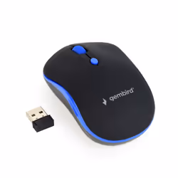 Gembird WIRELESS OPTICAL MOUSE MUSW-4B-03-B 1600DP - Maus, Ambidextre, Optique, RF sans fil, 1600 DPI, Noir, Bleu
