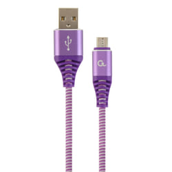 Gembird CC-USB2B-AMMBM-1M-PW câble USB USB 2.0 Micro-USB B USB A Violet, Blanc