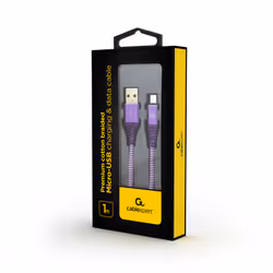 Gembird CC-USB2B-AMMBM-1M-PW câble USB USB 2.0 Micro-USB B USB A Violet, Blanc