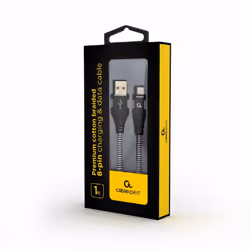 Gembird CC-USB2B-AMLM-1M-BW câble Lightning Noir, Blanc