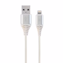 Gembird CC-USB2B-AMLM-2M-BW2, 2 m, Lightning, USB A, Mâle, Mâle, Argent, Blanc