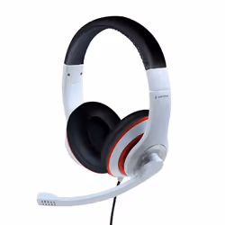 Gembird MHS-03-WTRDBK, Avec fil, Jouer, 20 - 20000 Hz, 200 g, Casque, Noir, Rouge, Blanc