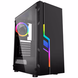 Gembird Fornax 2000 RGB, Midi Tower, PC, Noir, ATX, ITX, micro ATX, SPCC, Verre trempé, Jouer