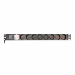 Gembird EG-PDU-014-FC14, 1U, Aluminium, Noir, 8 sortie(s) CA, Coupleur C14, 3 m