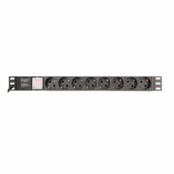 Gembird EG-PDU-014-C14, 1U, Aluminium, Noir, 8 sortie(s) CA, Coupleur C14, 3 m