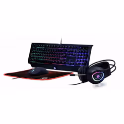 Gembird GGS-UMGL4-01, Avec fil, USB, QWERTY, LED, Noir, Souris incluse