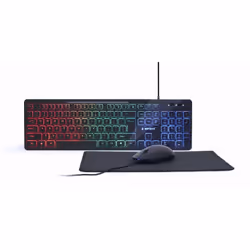 Gembird KBS-UML-01, Taille réelle (100 %), USB, QWERTY, LED, Noir, Souris incluse