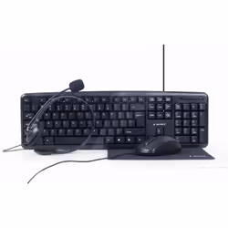 Gembird KBS-UO4-01, Taille réelle (100 %), USB, QWERTY, Noir, Souris incluse