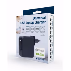 Gembird NPA-PD60-01 chargeur d'appareils mobiles Ordinateur portable, Smartphone Noir Secteur Intérieure