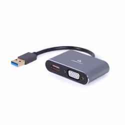 Gembird A-USB3-HDMIVGA-01, USB Type-A, Sortie HDMI, Sortie de DisplayPorts, 3840 x 2160 pixels