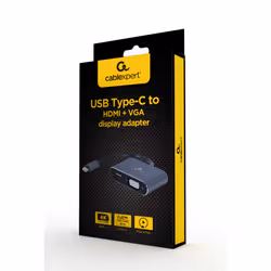 Cablexpert A-USB3C-HDMIVGA-01 câble vidéo et adaptateur 0,15 m USB Type-C HDMI + VGA (D-Sub) Gris