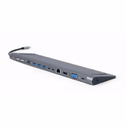 Gembird A-CM-COMBO9-01, USB 3.2 Gen 1 (3.1 Gen 1) Type-C, 60 W, 10,100,1000 Mbit/s, Gris, MicroSD (TransFlash), SD, 3,5mm, HD ...