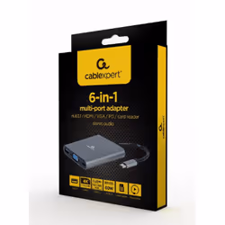 Gembird A-CM-COMBO6-01 station d'accueil USB 3.2 Gen 1 (3.1 Gen 1) Type-C Gris