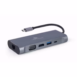 Gembird A-CM-COMBO7-01, USB 3.2 Gen 1 (3.1 Gen 1) Type-A, 100 W, Gris, MicroSD (TransFlash), SD, 30 Hz, 3,5mm, HDMI, RJ-45, U ...