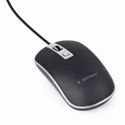 Gembird MUS-4B-06-BS, Ambidextre, Optique, USB Type-A, 1200 DPI, Noir, Argent