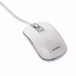 Gembird MUS-4B-06-WS, Ambidextre, Optique, USB Type-A, 1200 DPI, Argent, Blanc