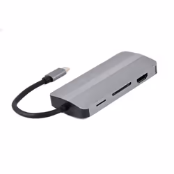 Gembird A-CM-COMBO8-02, USB Type-C, Argent, MicroSD (TransFlash), SD, HDMI, USB 3.2 Gen 1 (3.1 Gen 1) Type-A, USB Type-C, VGA ...