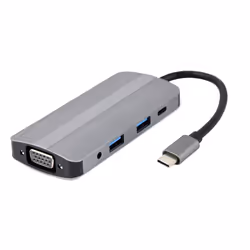 Gembird A-CM-COMBO8-02 station d'accueil USB Type-C Argent