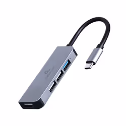 Gembird UHB-CM-U3P1U2P3-01, Avec fil, USB 3.2 Gen 1 (3.1 Gen 1) Type-C, Argent, HDD, 5 Gbit/s, Windows 10, Windows 11, Window ...