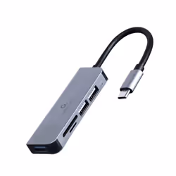 Gembird UHB-CM-CRU3P1U2P2-01, Avec fil, USB 3.2 Gen 1 (3.1 Gen 1) Type-A, Argent, MicroSD (TransFlash), SD, SDHC, SDXC, 128 G ...