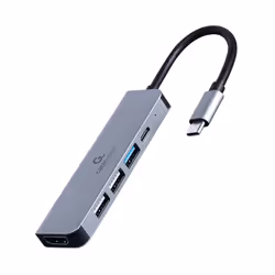 Gembird A-CM-COMBO5-03, Avec fil, USB 3.2 Gen 1 (3.1 Gen 1) Type-C, 87 W, Argent, 5 Gbit/s, 3840 x 2160 pixels