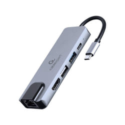 Gembird A-CM-COMBO5-04 station d'accueil Avec fil USB 3.2 Gen 1 (3.1 Gen 1) Type-C Argent
