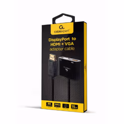 Gembird A-DPM-HDMIFVGAF-01 câble DisplayPort 0,1 m Noir