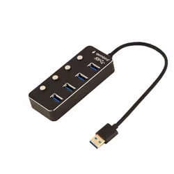 Gembird UHB-U3P4P-01, USB 3.2 Gen 1 (3.1 Gen 1) Type-A, USB 3.2 Gen 1 (3.1 Gen 1) Type-A, 5000 Mbit/s, Noir, 0,24 m, 5 V