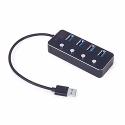 Gembird UHB-U3P4P-01 hub & concentrateur USB 3.2 Gen 1 (3.1 Gen 1) Type-A 5000 Mbit/s Noir