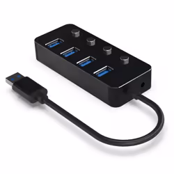 Gembird UHB-U3P4P-01 hub & concentrateur USB 3.2 Gen 1 (3.1 Gen 1) Type-A 5000 Mbit/s Noir - Vue supplémentaire 4