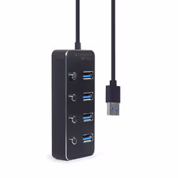 Gembird UHB-U3P4P-01 hub & concentrateur USB 3.2 Gen 1 (3.1 Gen 1) Type-A 5000 Mbit/s Noir - Vue supplémentaire 7