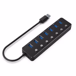 Gembird UHB-U3P7P-01, USB 3.2 Gen 1 (3.1 Gen 1) Type-A, USB 3.2 Gen 1 (3.1 Gen 1) Type-A, 5000 Mbit/s, Noir, 0,24 m, 5 V