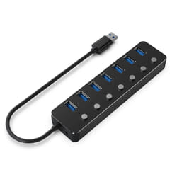 Gembird UHB-U3P7P-01 hub & concentrateur USB 3.2 Gen 1 (3.1 Gen 1) Type-A 5000 Mbit/s Noir