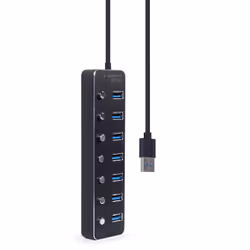 Gembird UHB-U3P7P-01 hub & concentrateur USB 3.2 Gen 1 (3.1 Gen 1) Type-A 5000 Mbit/s Noir
