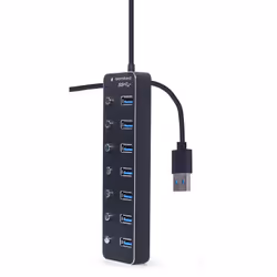 Gembird UHB-U3P7P-01 hub & concentrateur USB 3.2 Gen 1 (3.1 Gen 1) Type-A 5000 Mbit/s Noir