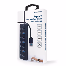 Gembird UHB-U3P7P-01 hub & concentrateur USB 3.2 Gen 1 (3.1 Gen 1) Type-A 5000 Mbit/s Noir - Vue supplémentaire 4